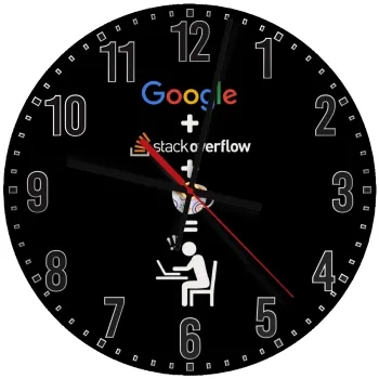 Google + Stack overflow + Coffee, Ρολόι τοίχου ξύλινο (30cm)