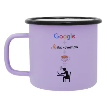 Google + Stack overflow + Coffee, Κούπα Μεταλλική εμαγιέ ΜΑΤ Light Pastel Purple 360ml