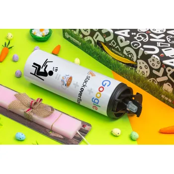 Google + Stack overflow + Coffee, Easter candle,Travel Tumbler 2 Lids, with metal straw & cleaning brush & aromatic flat candle (30cm) (PINK)