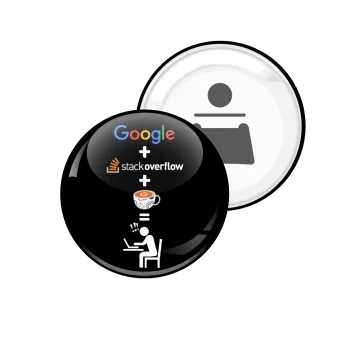 Google + Stack overflow + Coffee, Μαγνητάκι και ανοιχτήρι μπύρας στρογγυλό διάστασης 5,9cm
