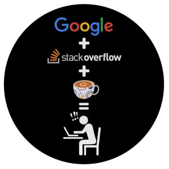 Google + Stack overflow + Coffee, Mousepad Στρογγυλό 20cm