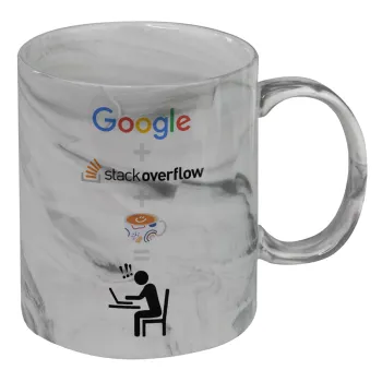 Google + Stack overflow + Coffee, Mug ceramic marble style, 330ml