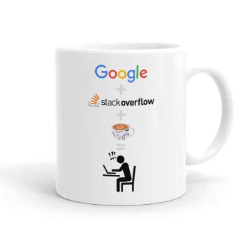 Google + Stack overflow + Coffee, Κούπα, κεραμική, 330ml