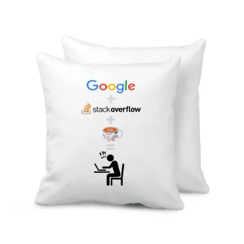 Google + Stack overflow + Coffee, Sofa cushion 40x40cm includes filling