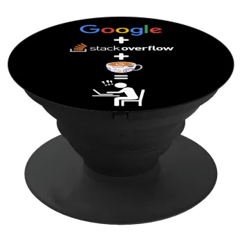 Google + Stack overflow + Coffee, Phone Holders Stand  Μαύρο Βάση Στήριξης Κινητού στο Χέρι