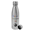 Metallic water bottle, stainless steel, 750ml