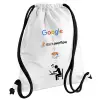 Backpack pouch GYMBAG white, with pocket (40x48cm) & thick cords