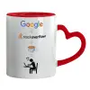Mug heart red handle, ceramic, 330ml