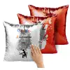 Μαξιλάρι καναπέ Μαγικό Κόκκινο με πούλιες 40x40cm περιέχεται το γέμισμα