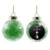 Transparent Christmas tree ball ornament with green filling 8cm
