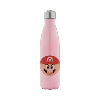 Super mario flat, Metal mug thermos Pink Iridiscent (Stainless steel), double wall, 500ml