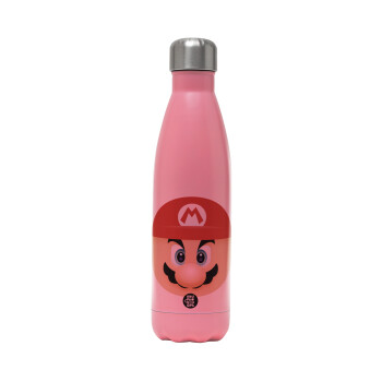 Super mario flat, Metal mug thermos Pink Mat (Stainless steel), double wall, 500ml