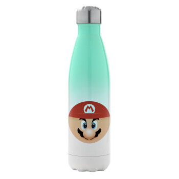 Super mario flat, Metal mug thermos Green/White (Stainless steel), double wall, 500ml