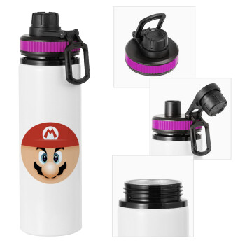 Super mario flat, Metallic water bottle with safety lid, 850ml aluminum