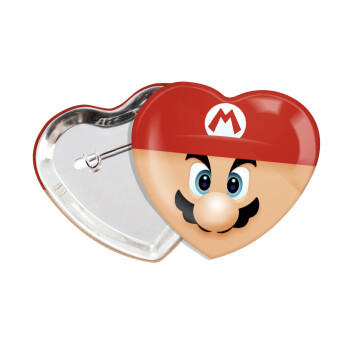 Super mario flat, Κονκάρδα παραμάνα καρδιά (57x52mm)