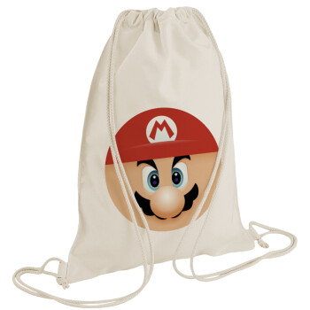 Super mario flat, Backpack bag GYMBAG natural (28x40cm)