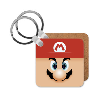 Super mario flat, Μπρελόκ Ξύλινο τετράγωνο MDF