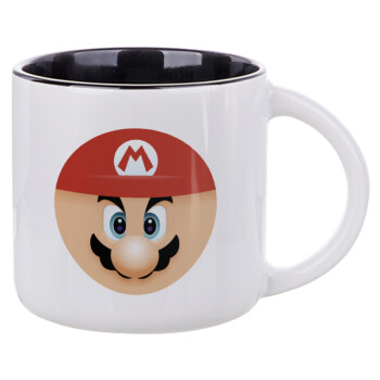 Super mario flat, Κούπα κεραμική 400ml Λευκή/Μαύρη