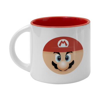 Super mario flat, Κούπα κεραμική 400ml Λευκή/Κόκκινη