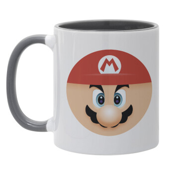 Super mario flat, Κούπα χρωματιστή γκρι, κεραμική, 330ml