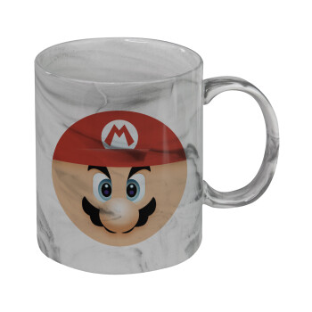Super mario flat, Mug ceramic marble style, 330ml