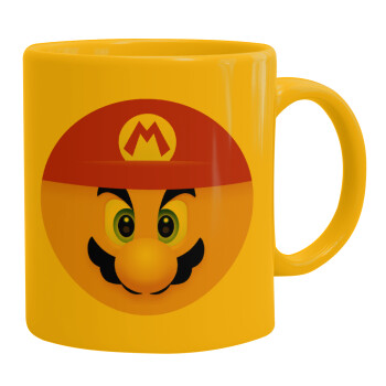 Super mario flat, Ceramic coffee mug yellow, 330ml