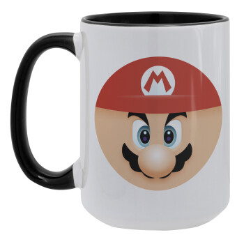Super mario flat, Κούπα Mega 15oz, κεραμική Μαύρη, 450ml