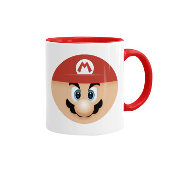 Super mario flat, Κούπα χρωματιστή κόκκινη, κεραμική, 330ml