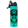 Metallic water bottle with safety lid, 850ml aluminum