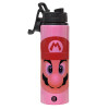 Metallic water bottle with safety lid, 850ml aluminum