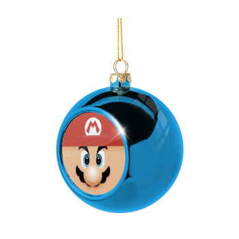 Super mario flat, Blue Christmas tree ball ornament 8cm