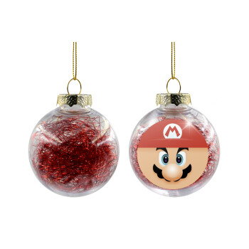 Super mario flat, Transparent Christmas tree ball ornament with red filling 8cm