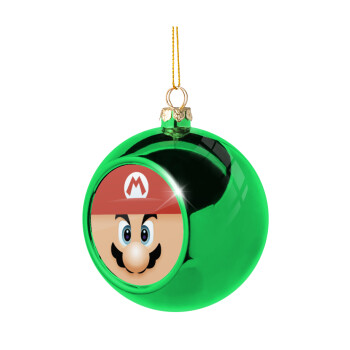 Super mario flat, Χριστουγεννιάτικη μπάλα δένδρου Πράσινη 8cm