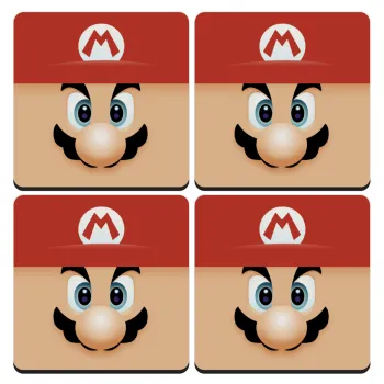 Super mario flat, ΣΕΤ 4 Σουβέρ ξύλινα τετράγωνα (9cm)