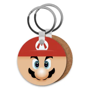 Super mario flat, Μπρελόκ Ξύλινο στρογγυλό MDF Φ5cm