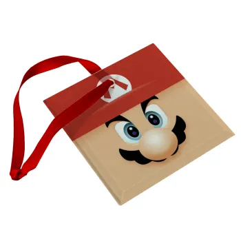 Super mario flat, Christmas ornament, glass square ornament 9x9cm