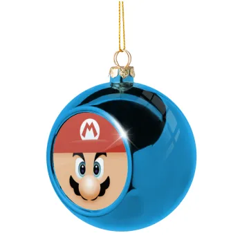 Super mario flat, Blue Christmas tree ball ornament 8cm