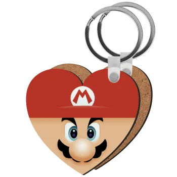 Super mario flat, Μπρελόκ Ξύλινο καρδιά MDF