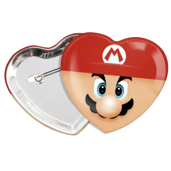 Super mario flat, Κονκάρδα παραμάνα καρδιά (57x52mm)
