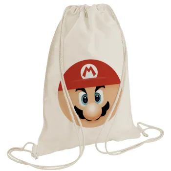 Super mario flat, Τσάντα πλάτης πουγκί GYMBAG natural (28x40cm)