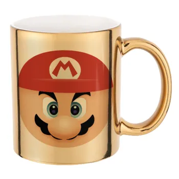 Super mario flat, Κούπα κεραμική, χρυσή καθρέπτης, 330ml