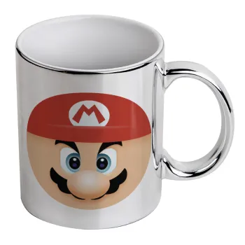 Super mario flat, Κούπα κεραμική, ασημένια καθρέπτης, 330ml