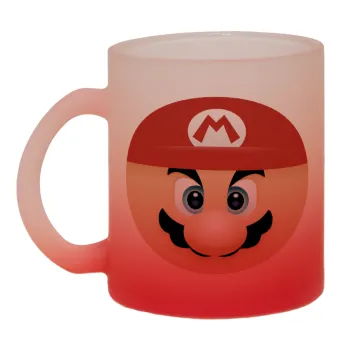 Super mario flat, Κούπα γυάλινη δίχρωμη με βάση το κόκκινο ματ, 330ml