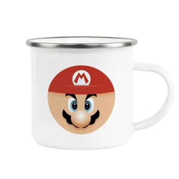 Super mario flat, Metallic enamel cup white 360ml