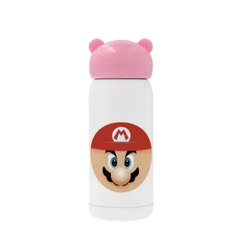 Super mario flat, Ροζ ανοξείδωτο παγούρι θερμό (Stainless steel), 320ml