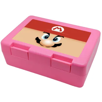 Super mario flat, Παιδικό δοχείο κολατσιού ΡΟΖ 185x128x65mm (BPA free πλαστικό)