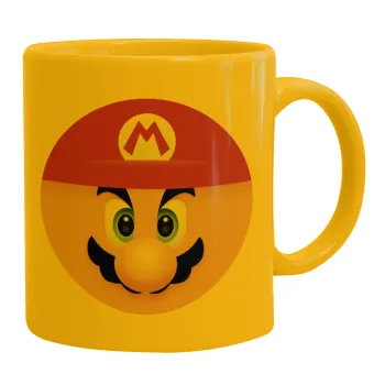 Super mario flat, Ceramic coffee mug yellow, 330ml