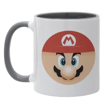 Super mario flat, Κούπα χρωματιστή γκρι, κεραμική, 330ml