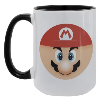 Super mario flat, Κούπα Mega 15oz, κεραμική Μαύρη, 450ml