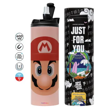 Super mario flat, Tumbler stainless steel PINK 600ml